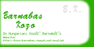 barnabas kozo business card